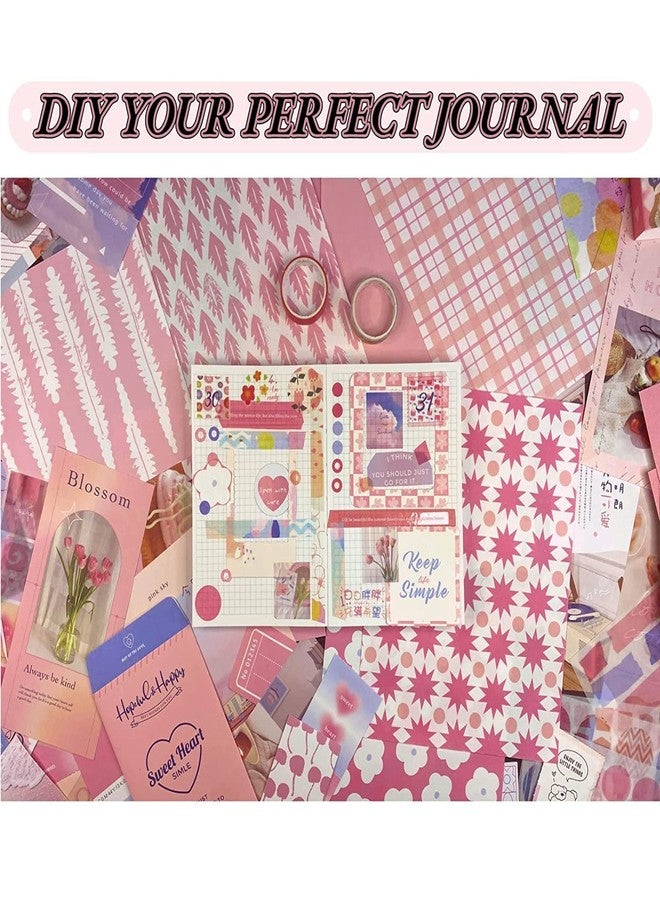 CLOSAL® Vintage Aesthetic Scrapbook Kit - 346 Pcs Supplies for Bullet Junk Journal - A6 Grid Notebook (Pink) - Image 5